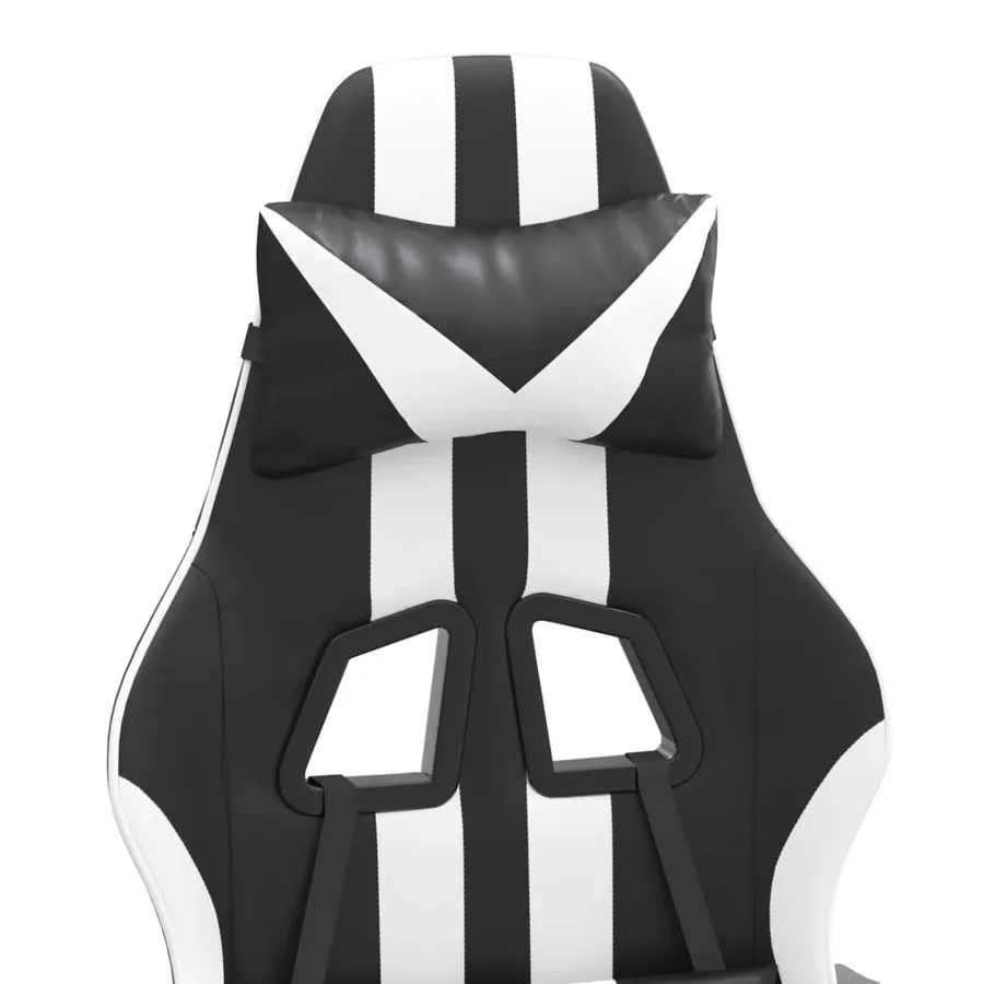 Chaise de jeu avec repose-pied Noir et blanc Similicuir - 10