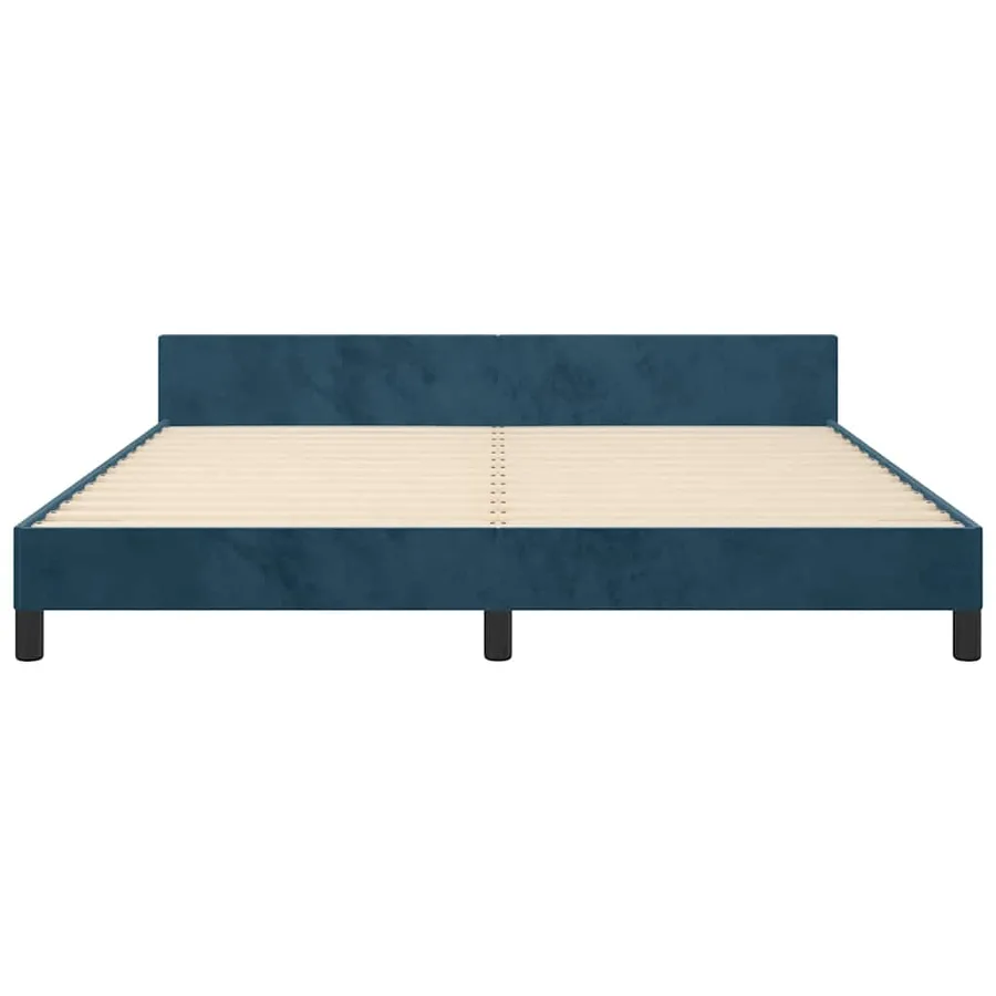 Cadre de lit sans matelas bleu foncé 160x200 cm velours - 6