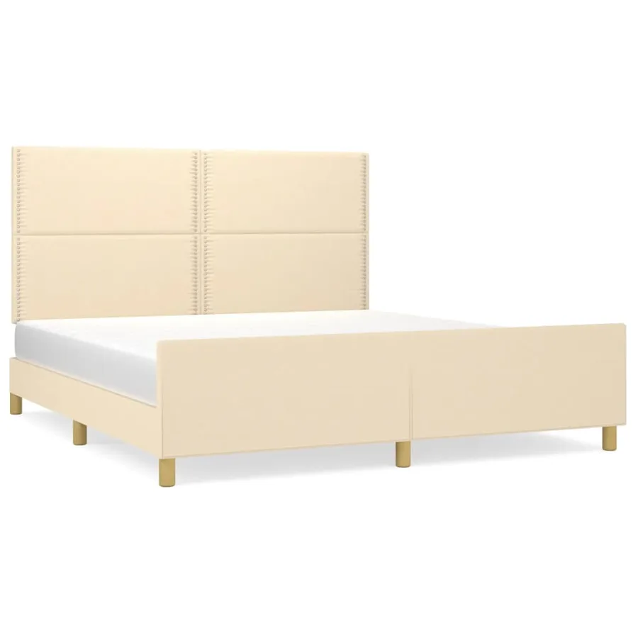 Cadre de lit sans matelas crème 180x200 cm tissu - 2