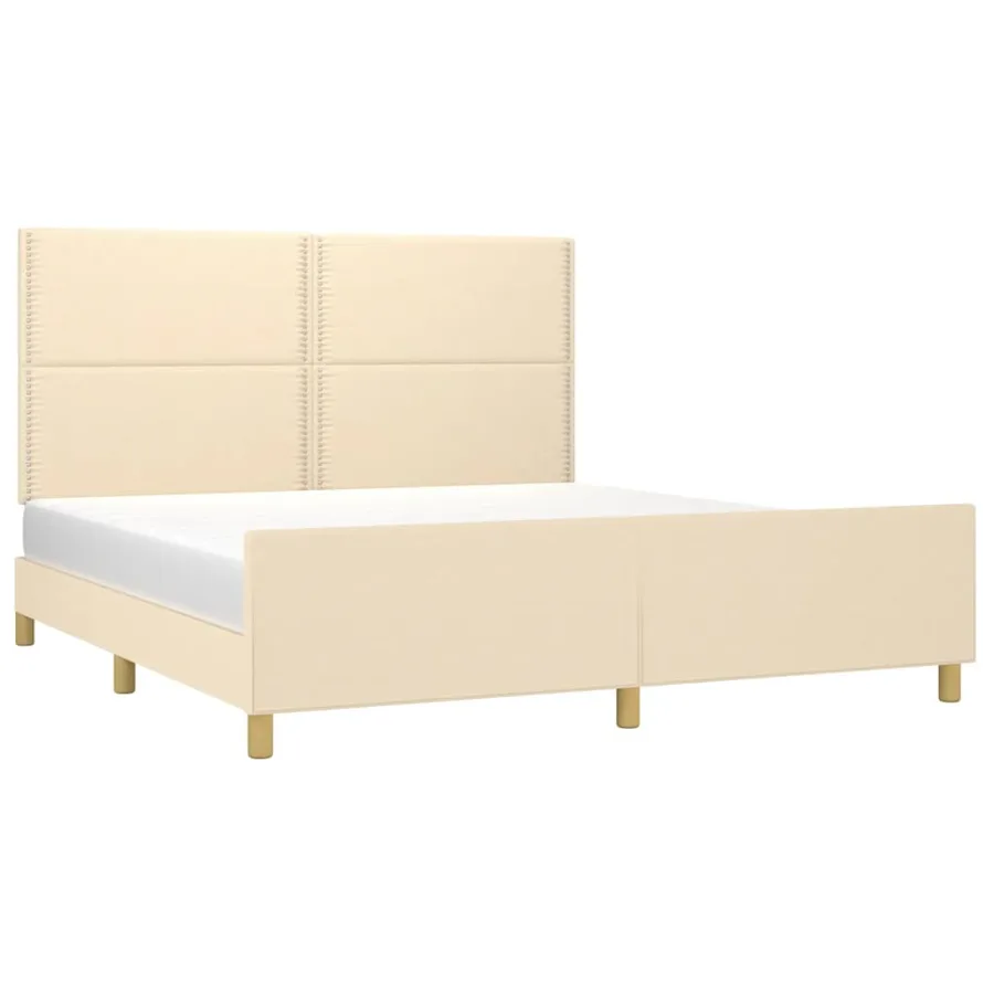 Cadre de lit sans matelas crème 180x200 cm tissu - 3