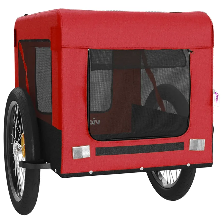 Remorque de vélo pour animaux de compagnie rouge et noir - 6