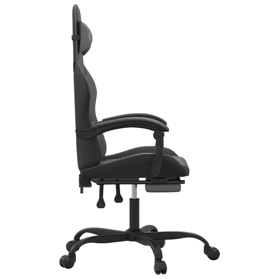 Chaise de jeu pivotante et repose-pied Noir et gris Similicuir - 4