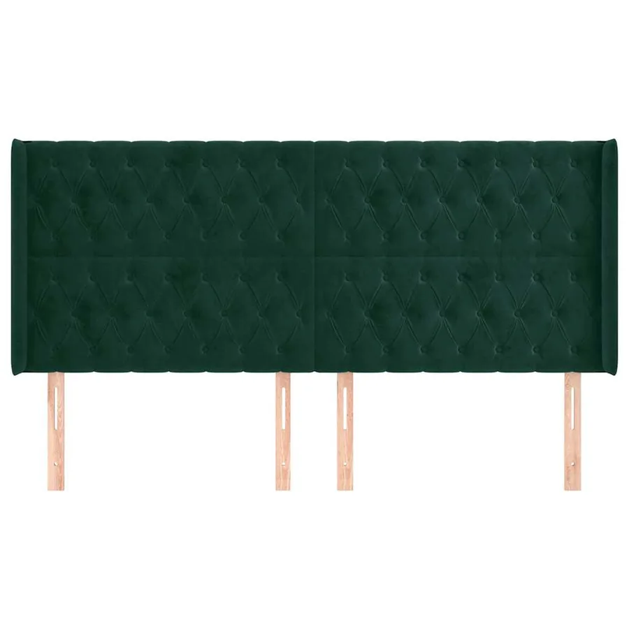 Tête de lit avec oreilles Vert foncé 183x16x118/128 cm Velours - 3