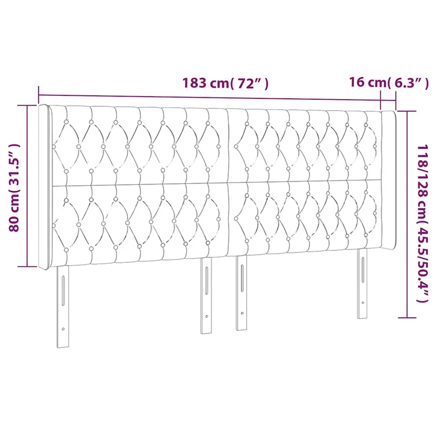 Tête de lit avec oreilles Vert foncé 183x16x118/128 cm Velours - 7