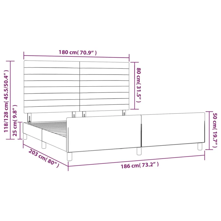 Cadre de lit sans matelas rose velours - 14