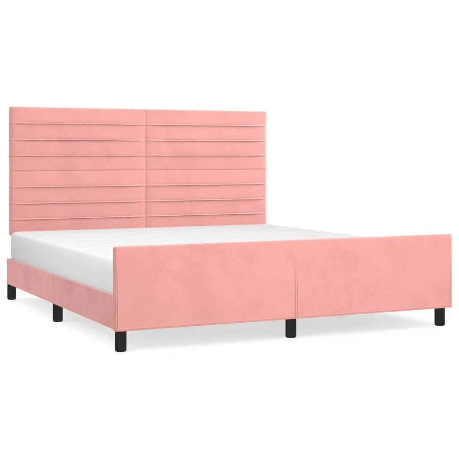 Cadre de lit sans matelas rose velours - 2