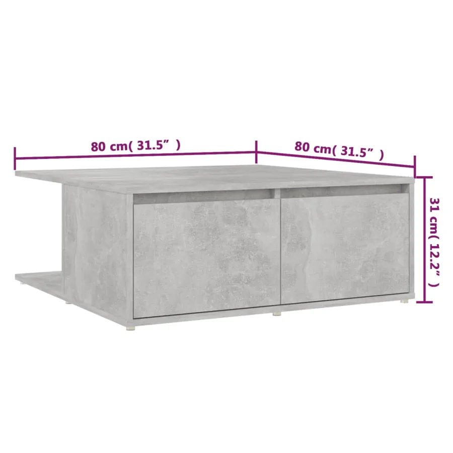 Table basse gris béton 80x80x31 cm bois d'ingénierie - 7