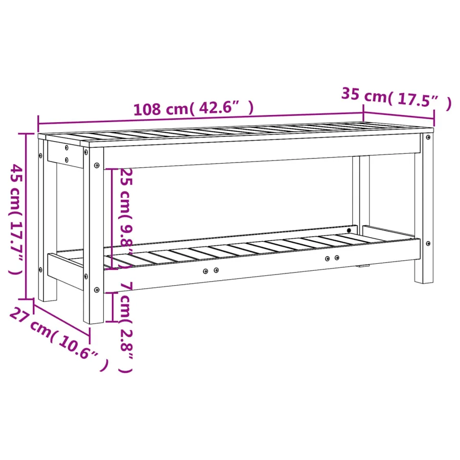 Banc de jardin 108x35x45 cm bois massif de pin - 9