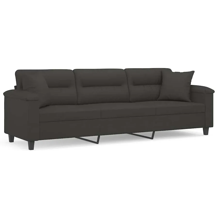 Canapé 3 places avec oreillers et coussins Gris foncé 210 cm - 2
