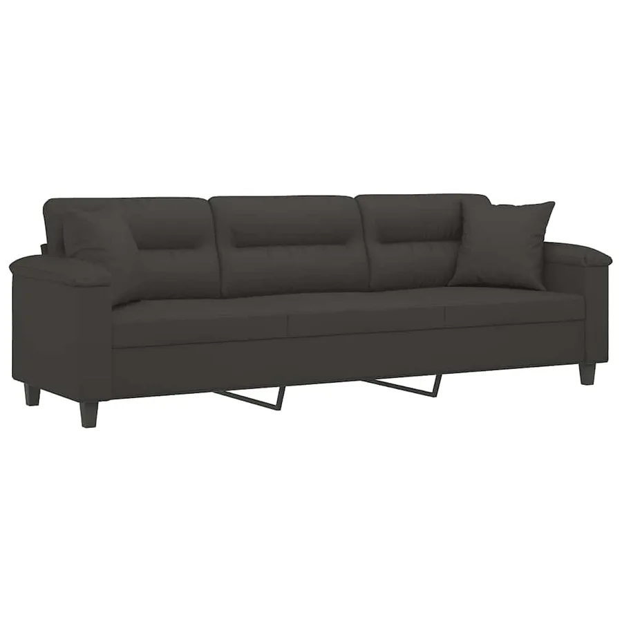 Canapé 3 places avec oreillers et coussins Gris foncé 210 cm - 3