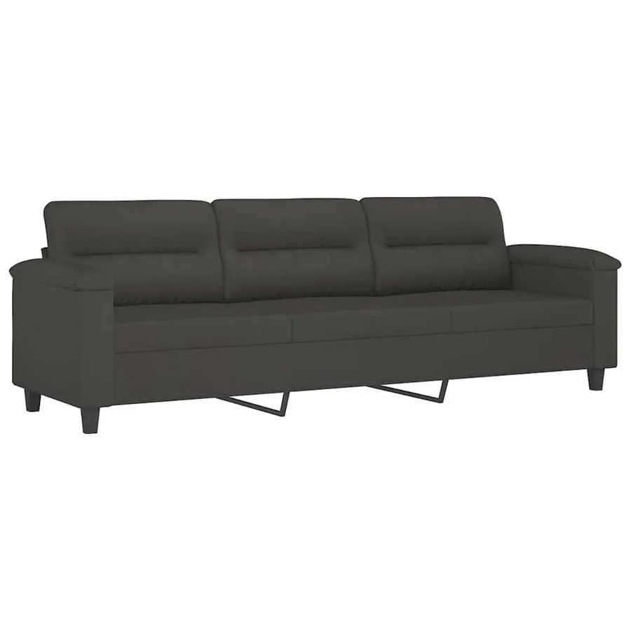 Canapé 3 places avec oreillers et coussins Gris foncé 210 cm - 4
