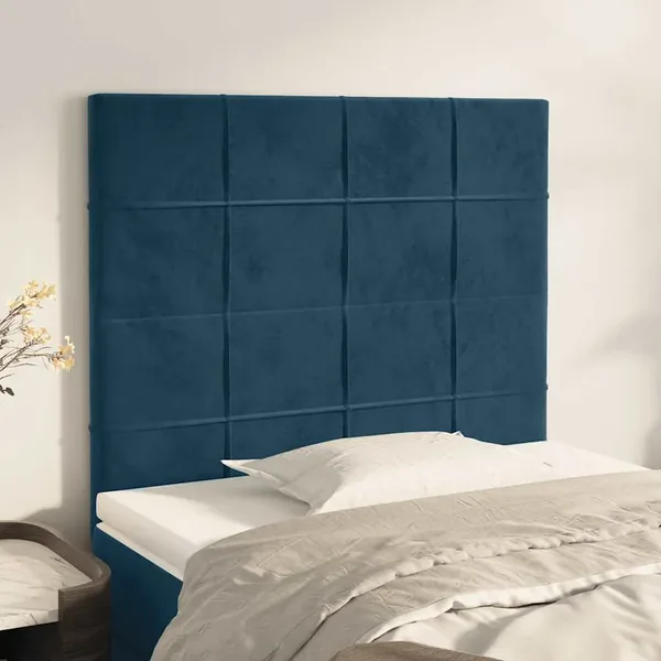 Tête de lit Bleu foncé 80x5x118/128 cm Velours
