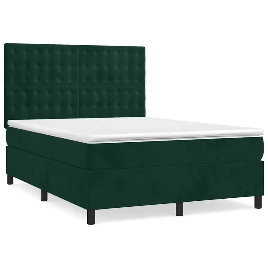 Sommier à lattes de lit et matelas Vert foncé 140x190cm Velours - 2