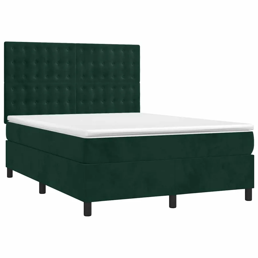 Sommier à lattes de lit et matelas Vert foncé 140x190cm Velours - 3