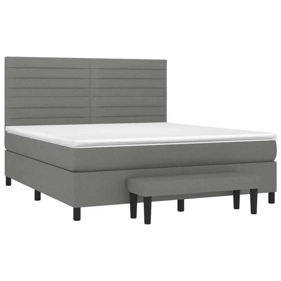 Sommier à lattes de lit avec matelas Gris foncé 180x200cm Tissu - 3