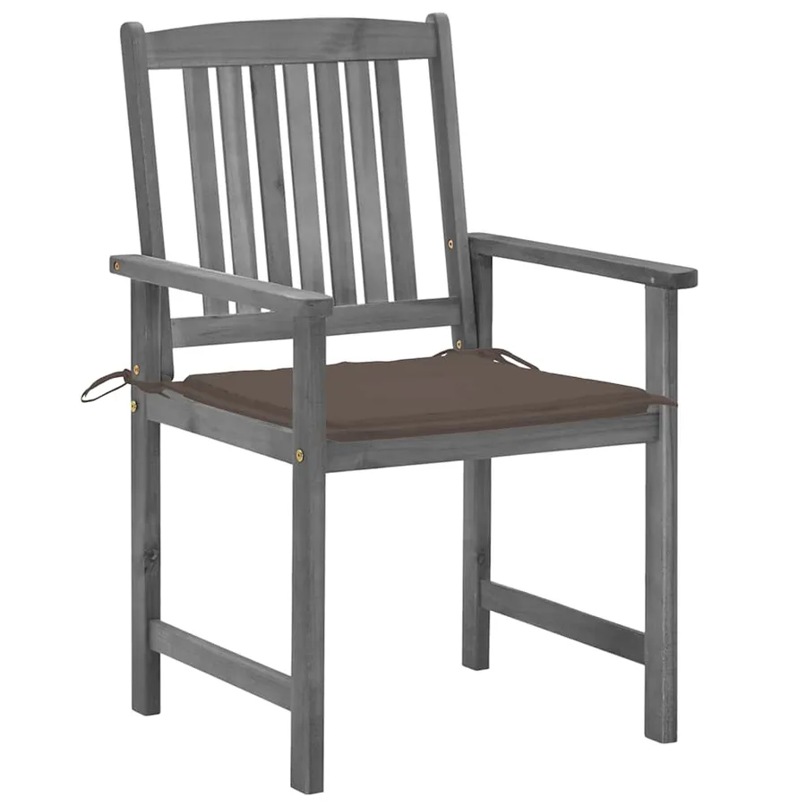 Chaises de jardin et coussins lot de 2 Gris Bois acacia massif - 3