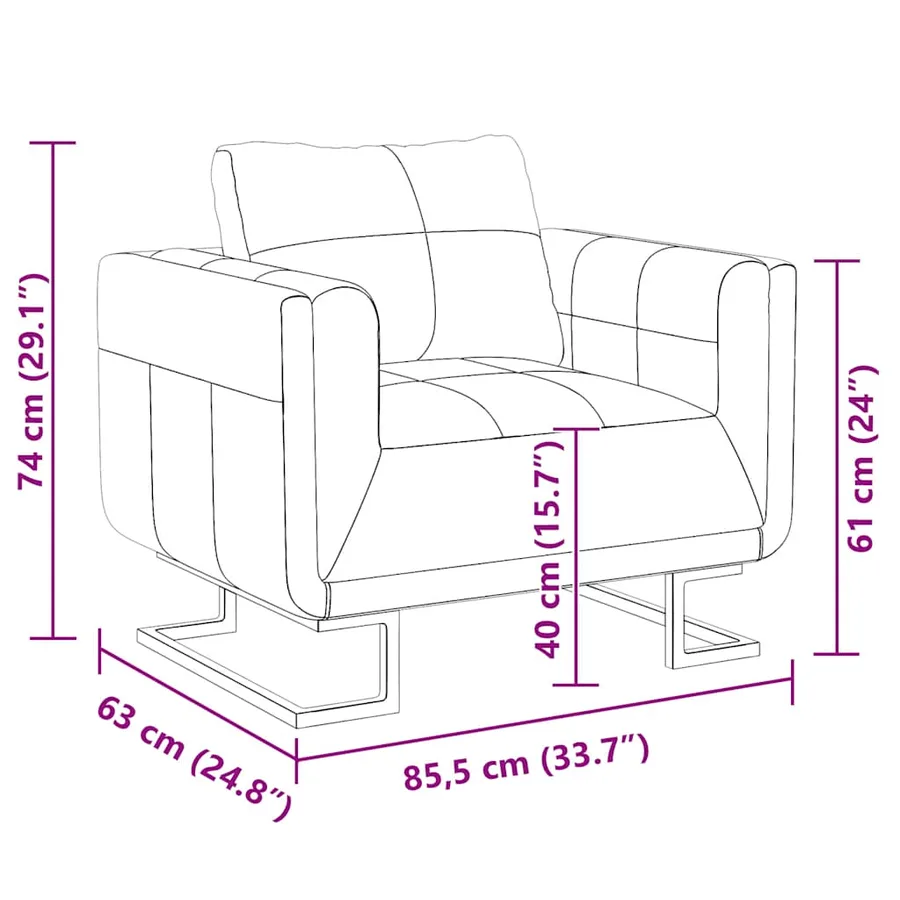 Fauteuil cube avec pieds chromés Blanc Similicuir - 6