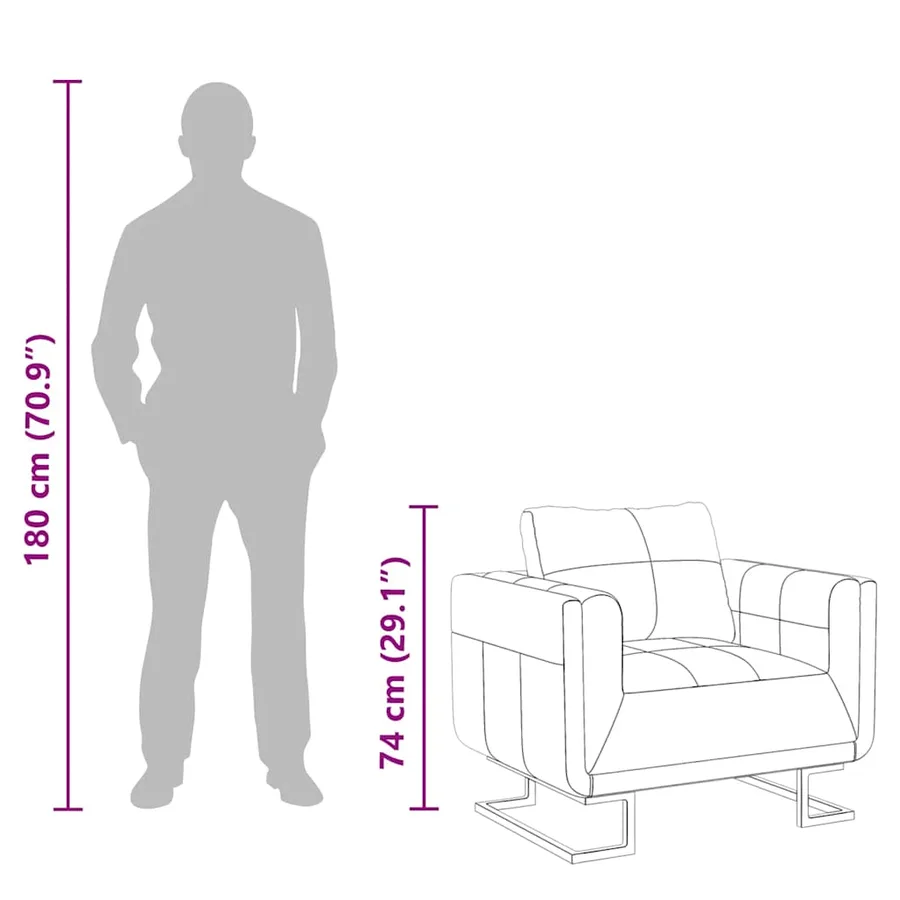 Fauteuil cube avec pieds chromés Blanc Similicuir - 7