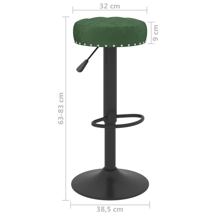 Tabourets de bar lot de 2 vert foncé velours - 8