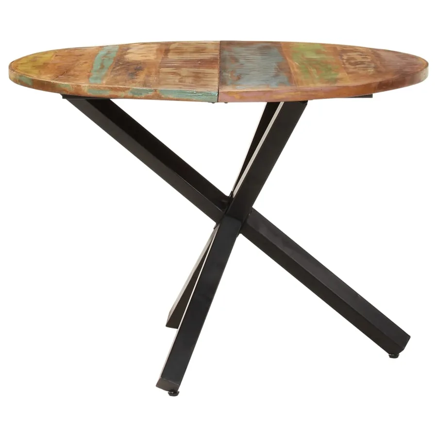 Table à dîner ronde 100x100x75 cm Bois de récupération massif - 3