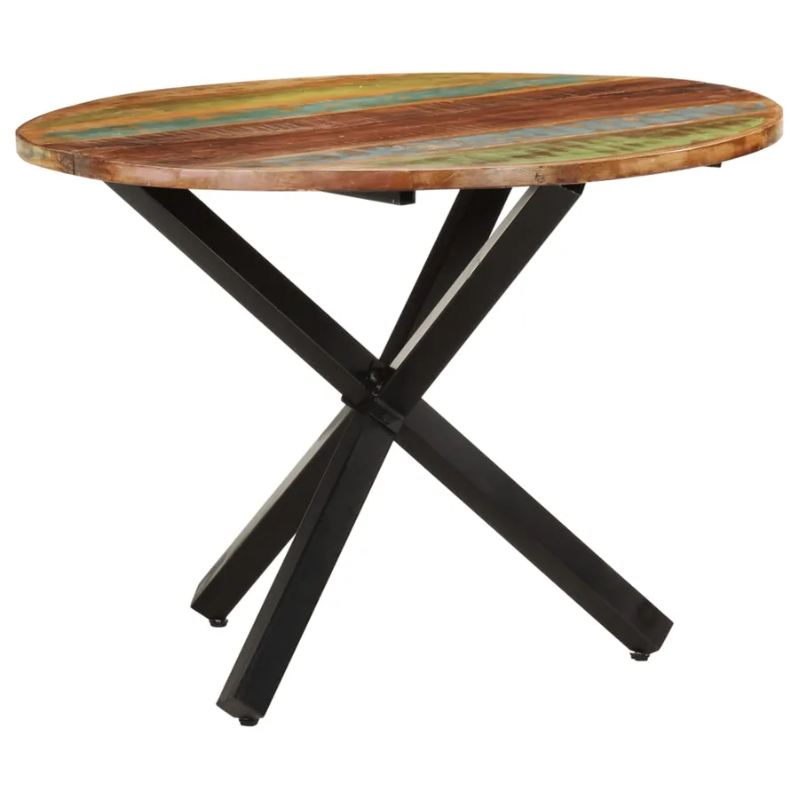 Table à dîner ronde 100x100x75 cm Bois de récupération massif - 7
