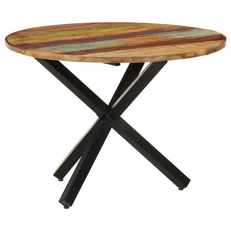 Table à dîner ronde 100x100x75 cm Bois de récupération massif - 8