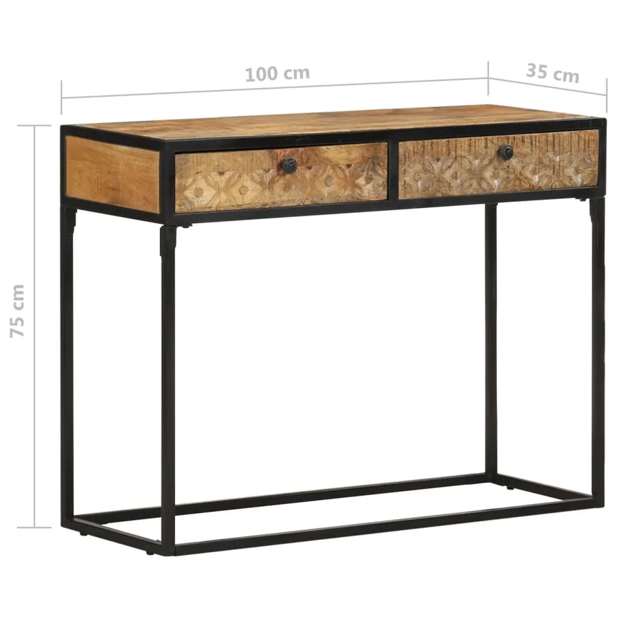 Table console 100x35x75 cm Bois de manguier massif - 8