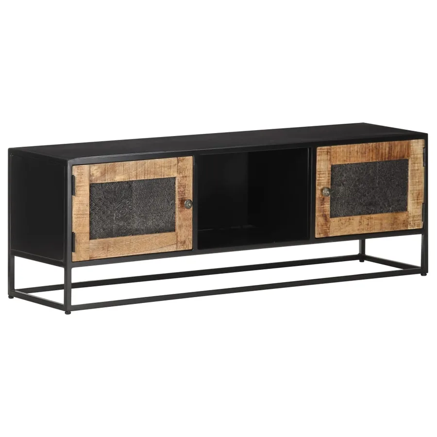 Meuble TV 120x30x40 cm Bois de manguier brut - 10