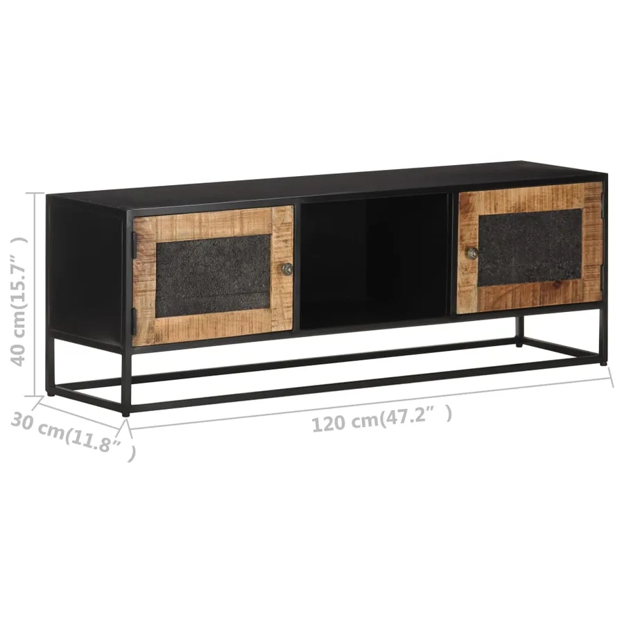 Meuble TV 120x30x40 cm Bois de manguier brut - 6
