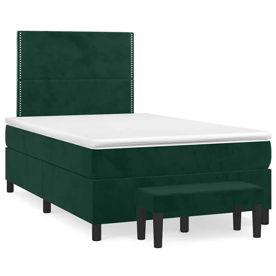 Sommier à lattes de lit et matelas Vert foncé 120x200cm Velours - 2