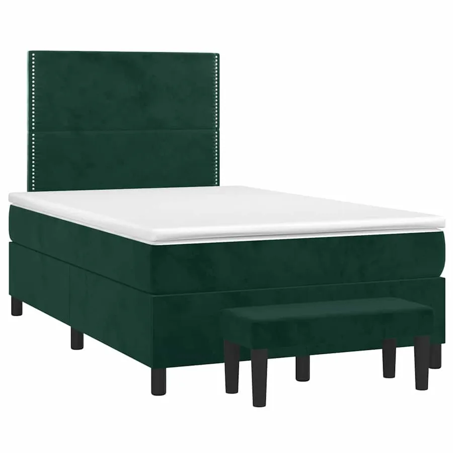Sommier à lattes de lit et matelas Vert foncé 120x200cm Velours - 3