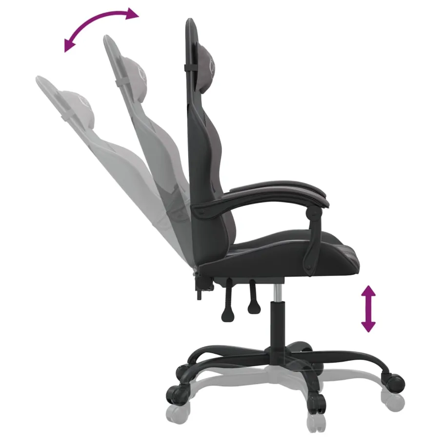 Chaise de jeu pivotante Noir et gris Similicuir - 10