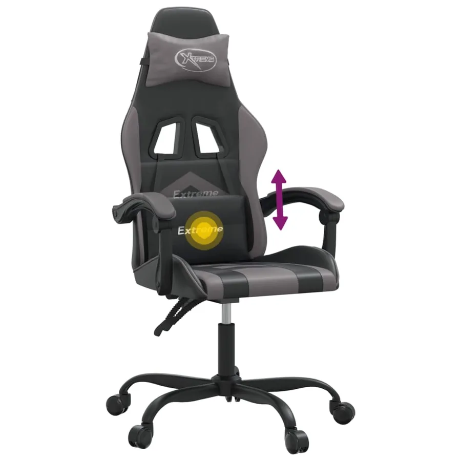 Chaise de jeu pivotante Noir et gris Similicuir - 11