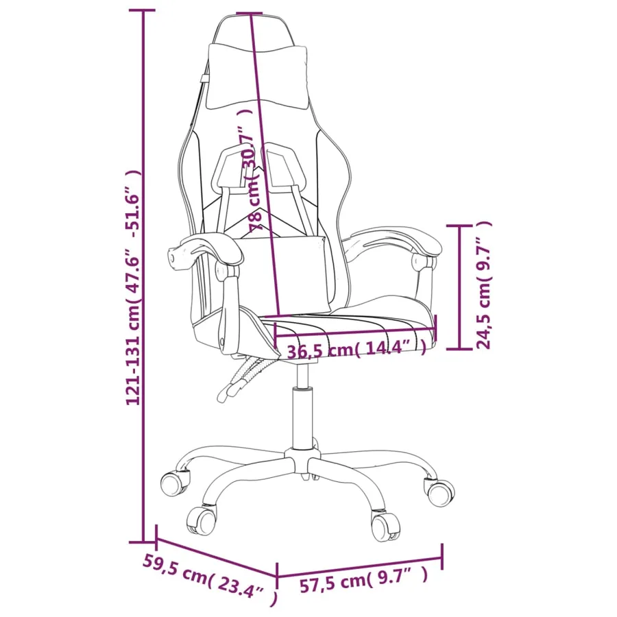 Chaise de jeu pivotante Noir et gris Similicuir - 14