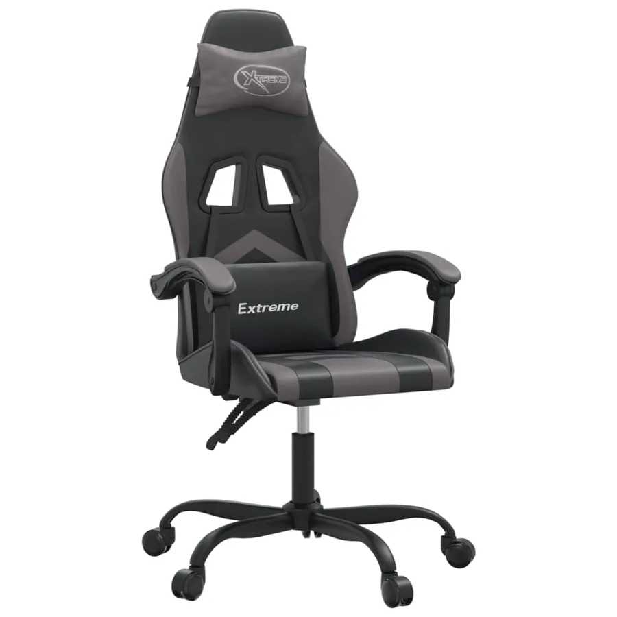 Chaise de jeu pivotante Noir et gris Similicuir - 2