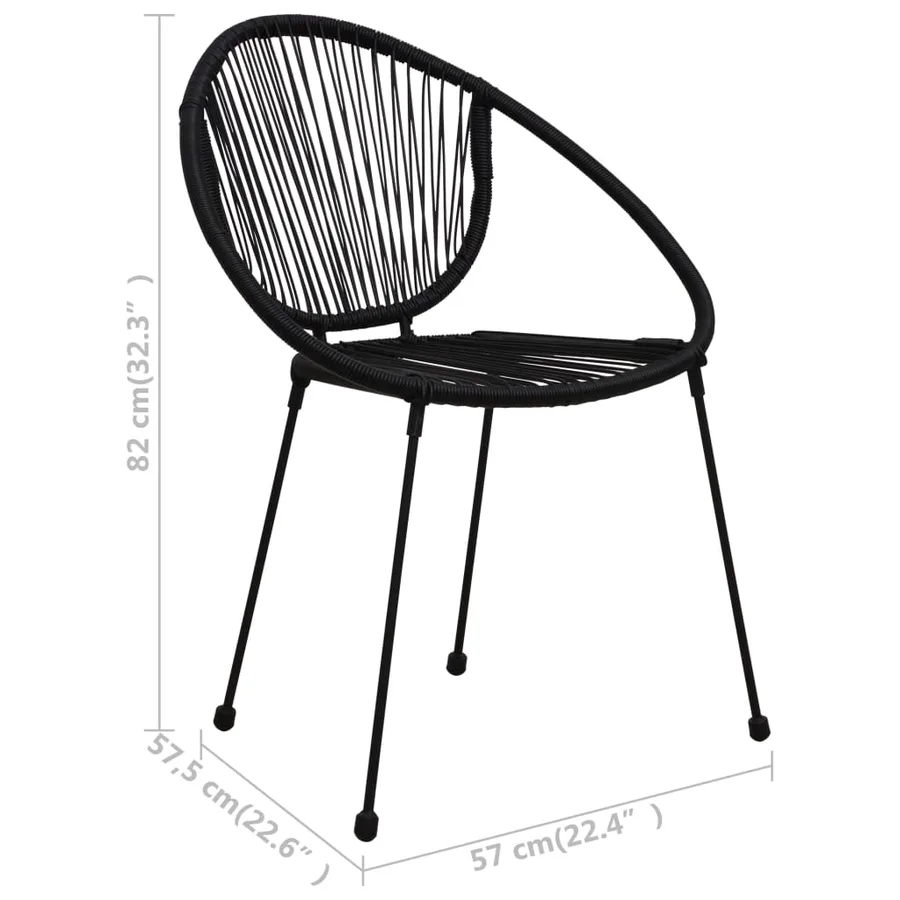 Ensemble à manger d'extérieur 5 pcs Rotin PVC Noir - 13