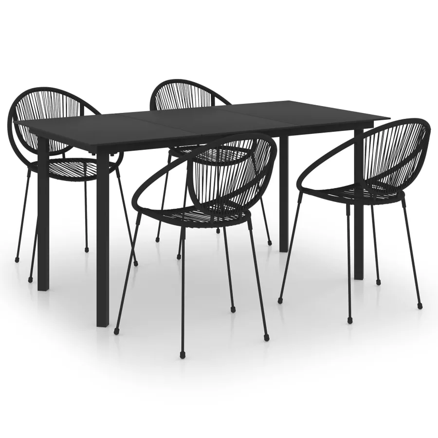 Ensemble à manger d'extérieur 5 pcs Rotin PVC Noir - 2