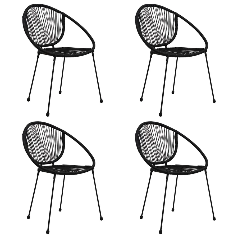Ensemble à manger d'extérieur 5 pcs Rotin PVC Noir - 3