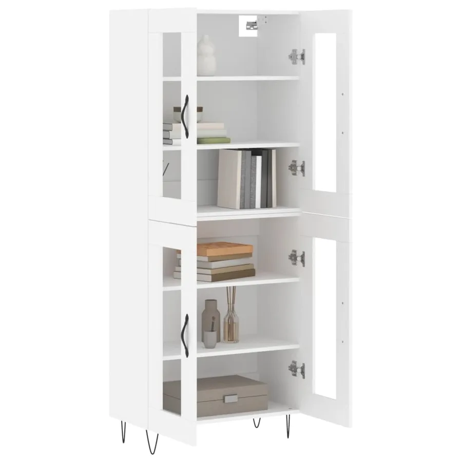 Buffet haut Blanc 69,5x34x180 cm Bois d'ingénierie - 3