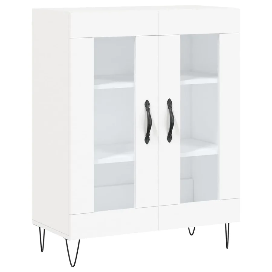 Buffet haut Blanc 69,5x34x180 cm Bois d'ingénierie - 7