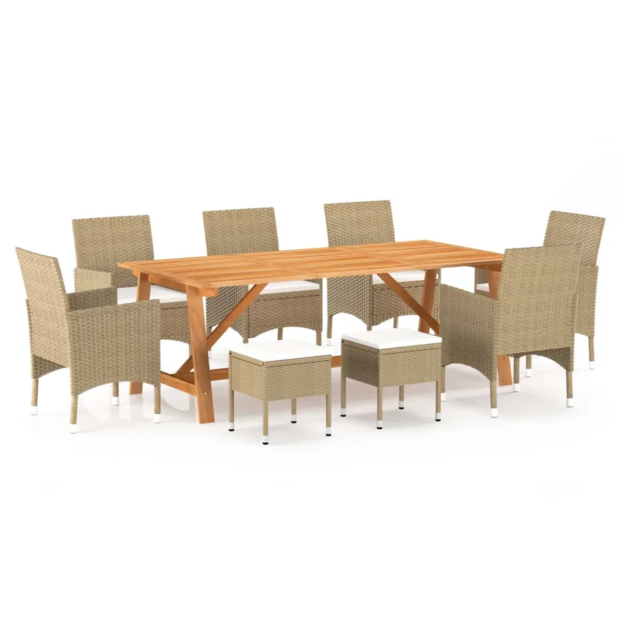 Ensemble à manger de jardin 9 pcs Beige