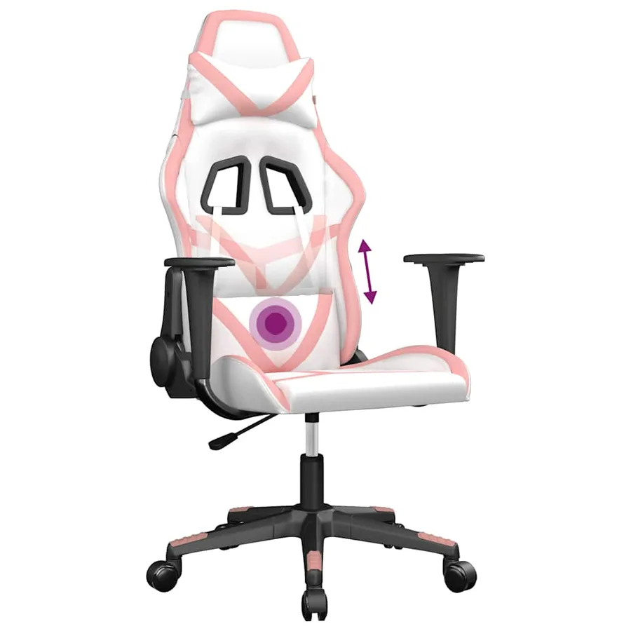 Chaise de jeu de massage Blanc et rose Similicuir - 6