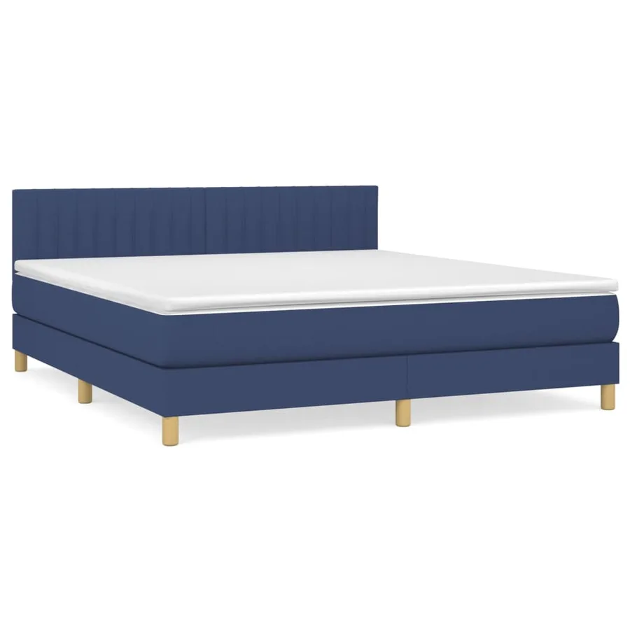 Sommier à lattes de lit avec matelas Bleu 160x200 cm Tissu - 2