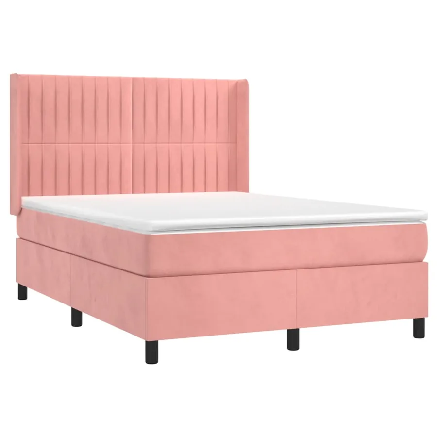 Sommier à lattes de lit avec matelas Rose 140x200 cm Velours - 3