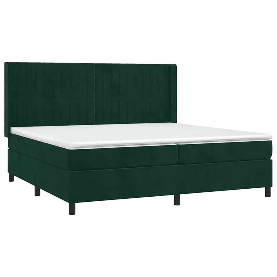 Sommier à lattes de lit matelas et LED Vert foncé 200x200 cm - 4