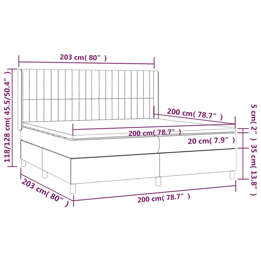 Sommier à lattes de lit matelas et LED Vert foncé 200x200 cm - 9