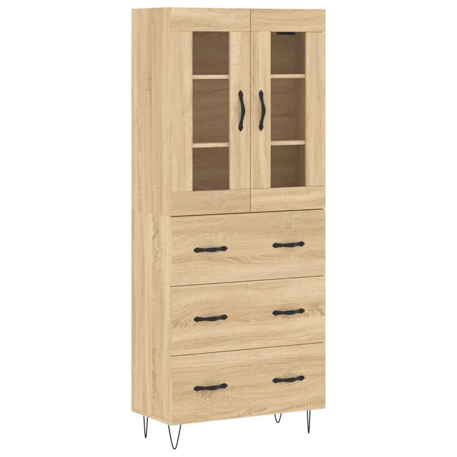 Buffet haut Chêne sonoma 69,5x34x180 cm Bois d'ingénierie - 2