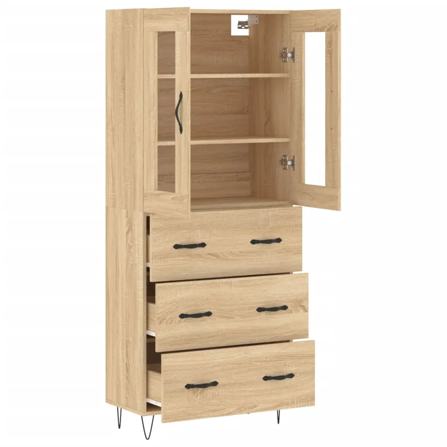 Buffet haut Chêne sonoma 69,5x34x180 cm Bois d'ingénierie - 4