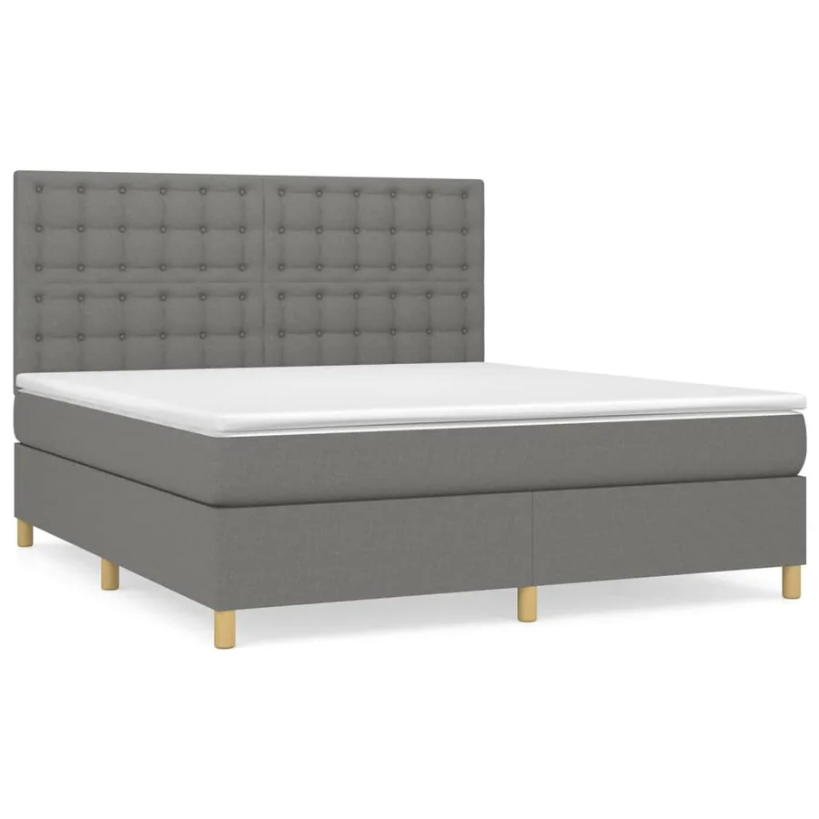Sommier à lattes de lit avec matelas Gris foncé 160x200cm Tissu - 2