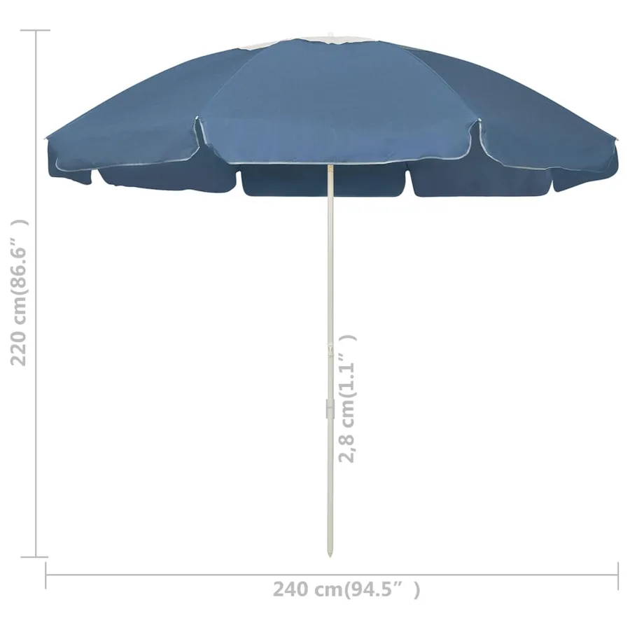 Parasol de plage bleu 240 cm - 6